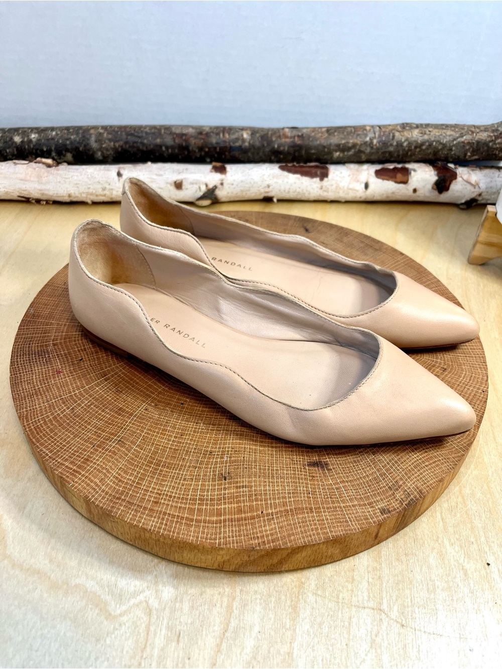 Loeffler Randall Milla Wave Pointy Toe Flats Wheat 6.5